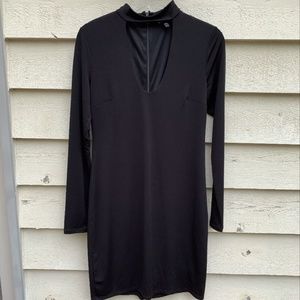 EXPRESS Keyhole Long Sleeve Black Dress, Size 10